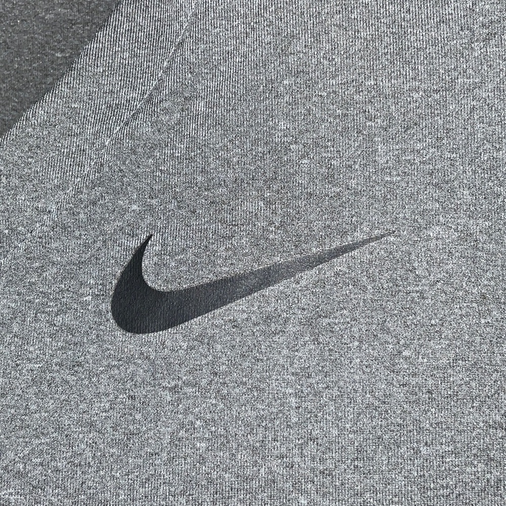 Nike Pro Women's Long Sleeve V-Neck Top - Light Gray with Black Swoosh - Picture 2 of 7